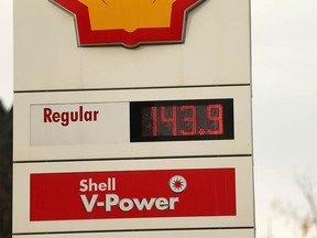 The price of regular gas is shown at a Kensington area gas station in northwest Calgary on Tuesday, October 5, 2021.
