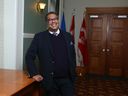 Calgary Mayor Naheed Nenshi poses in Calgary on Thursday, October 7, 2021 following an interview with Postmedia Calgary. The city of Calgary will elect a new mayor on October 18, 2021.