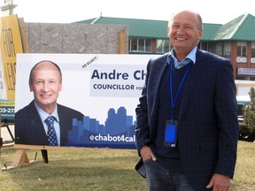 Andre Chabot poses for a photo outside his campaign office in Ward 10 before the Calgary municipal election. Friday, October 15, 2021.