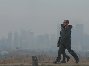 Wildfire smoke blanketed Calgary on Wednesday morning, October 6, 2021.