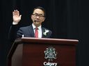 City Councillor Sean Chu is sworn in on Monday, October 25, 2021.