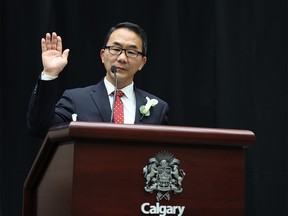 City Councilman Sean Chu is sworn in on Monday, October 25, 2021.