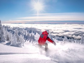 Big White resort village, located in the snow-rich Monashee Mountains of BC, 55km west of Kelowna.