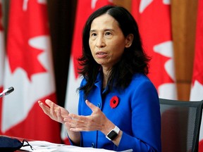 Canada's chief public health officer Dr. Theresa Tam speaks at a news conference held to discuss the country's coronavirus response in Ottawa on Nov. 6, 2020.