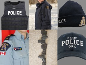 An example of some RCMP and Edmonton Police Service uniforms that have been reported stolen.