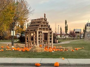 The pumpkin house display in Sylvan Lake was vandalized on Oct. 2 before residents worked together to return it to its original state.