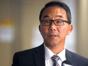 Coun. Sean Chu told media Thursday afternoon that he will not step down from his councillor position amid public outcry in Calgary on Thursday, October 21, 2021.