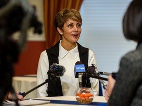 Mayor Jyoti Gondek speaks with the media after breakfast with energy industry leaders on Monday, November 15, 2021. Azin Ghaffari/Postmedia