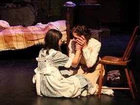 Caylie Kornelson as Annie Sullivan and Chloe Arsenault as Helen Keller in Workshop Theatre's production of The Miracle Worker. Courtesy, Amanda Jane