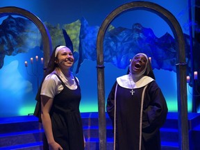 Katie McMillan as Maria and Dallas Hayes Spark as Mother Abbess in StoryBook Theatre's The Sound of Music.