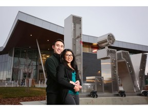 Kyle Skelly and Jobelle Firme have moved into Livingston this fall. New home owners are asked to decorate the Liv letter sculptures with a lock to celebrate moving into the community.