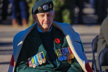 Canadian Korean War veteran Keith Hannan takes part in Remembrance Day ceremonies at the Military Museums in Calgary on Thursday, November 11, 2021. 

Gavin Young/Postmedia