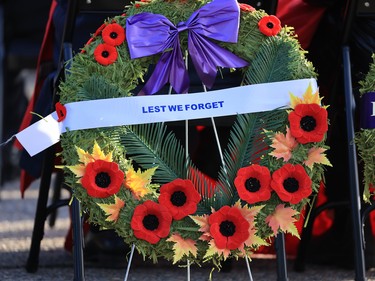 A lest we forget wreath was photographed during Remembrance Day ceremonies at the Military Museums on Thursday, November 11, 2021. 

Gavin Young/Postmedia