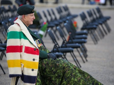 Canadian Korean War veteran Keith Hannan waits for the start of Remembrance Day ceremonies at the Military Museums in Calgary on Thursday, November 11, 2021. 

Gavin Young/Postmedia
