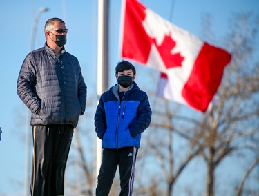 Calgarians watch Remembrance Day ceremonies at the Military Museums on Thursday, November 11, 2021. 

Gavin Young/Postmedia