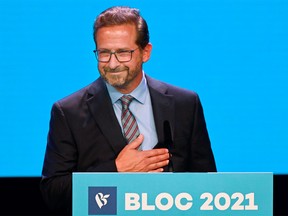 Bloc Quebecois leader Yves-Francois Blanchet speaks at his election night event in Montreal, Quebec, Canada September 21, 2021.
