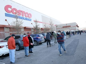 File photo: Shoppers at the Beacon Hill Costco in Calgary on Monday, November 23, 2020.
