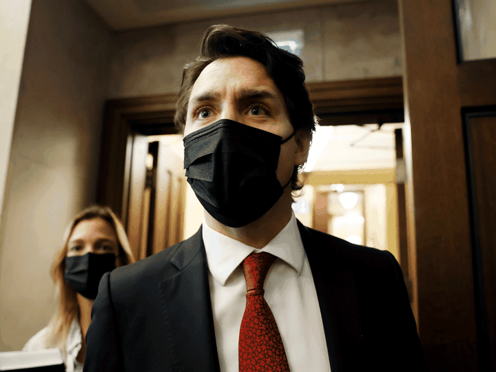  Prime Minister Justin Trudeau speaks to reporters before question period on November 24, 2021.