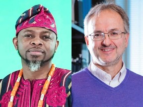 Lanre Ajayi (L), founder, artistic and creative director of the Ethnik Festivals and Dr. Pere Santamaria (R), founder of Parvus Therapeutics were among the winners announced on Thursday.