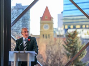 Eric Gales, general manager, Amazon Web Services Canada, announces that the company is bringing a cloud computing hub to Calgary. The announcement was made at the Telus Convention Centre on Monday, Nov. 8, 2021.