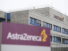 The German branch of British-Swedish pharmaceutical company AstraZeneca is pictured in Wedel near Hamburg on March 1, 2021.