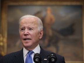 U.S. President Joe Biden delivers remarks on the Omicron COVID-19 variant following a meeting with his COVID-19 response team at the White House on Monday, Nov. 29, 2021 in Washington, DC.