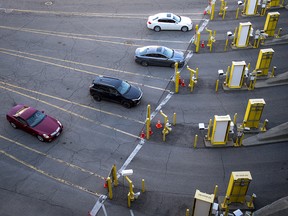 A general view of the Detroit-Windsor Tunnel custom lanes that connects Detroit and Windsor, Canada is pictured on Nov. 8, 2021 in Detroit.