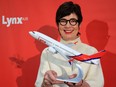 Merren McArthur CEO of new airline Lynx Air was photographed at the airline's launch at the Calgary International Airport on Tuesday, November 16, 2021.