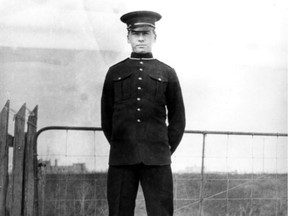 Alex Decoteau, became Canada's first Indigenous police office, in 1911. Decoteau, an Edmonton police officer and an Olympic athlete, was killed during the First World War. Image from the Edmonton Archives, number EA302