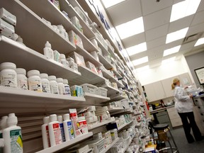 A pharmacist works at a pharmacy in Toronto in this undated photo.