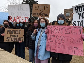 Around 100 students at Western Canada High School in southwest Calgary walked out of class Tuesday morning to demand action from school administration around reports of sexual violence.