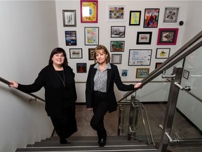 Lisa Stebbins, left, director, and Paula Telfer, CEO of Carya, pose for a photo at their community hub in Calgary.