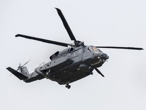 A CH-148 Cyclone helicopter from 12 Wing Shearwater, home of 423 Maritime Helicopter Squadron, flies  near the base in Eastern Passage, N.S. on Tuesday, June 23, 2020.