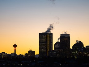 The Calgary skyline was photographed on a cold evening on Monday, December 6, 2021.