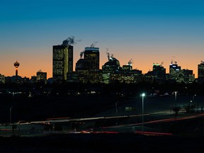 The Calgary skyline was photographed on a cold evening on Monday, December 6, 2021.