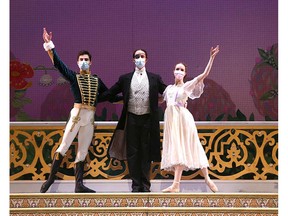 Dancers with Alberta Ballet perform during a dress rehearsal for the Nutcracker in Calgary on Friday, December 10, 2021. The dancers will remove surgical masks for performances. Jim Wells/Postmedia