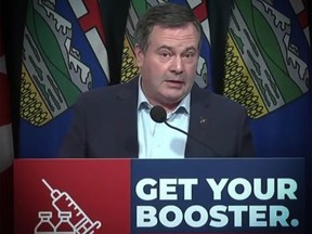 Video screen grab of Alberta Premier Jason Kenney during a COVID-19 update.
