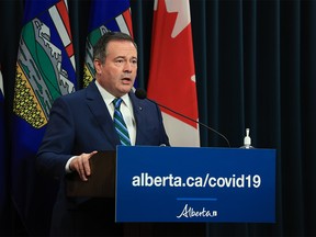 Premier Jason Kenney updates Alberta’s response to the COVID-19 pandemic during a press conference in Calgary on Wednesday, December 15, 2021.