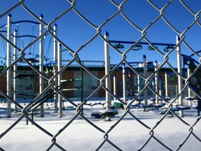 A snowy playground at Le Roi Daniels School in the SE. Wednesday, December 29, 2021.