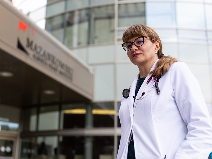  Infectious diseases specialist Lynora Saxinger outside the Mazankowski Heart Institute at the University of Alberta in Edmonton.