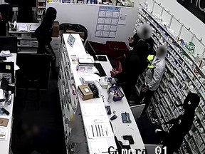 Staff were punched and kicked during a robbery at the Pharmasave, 79 Martindale Blvd. N.E., on Nov. 18, 2021.