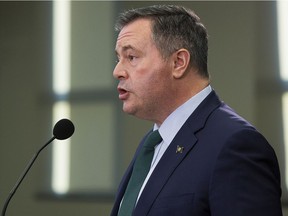 Premier Jason Kenney during a news conference in Edmonton on Monday Nov. 29, 2021.