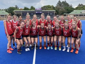University of Calgary Dinos athletes Melanie Scholz and Tayler Guy are among members of Canada’s junior women’s field hockey team stranded in South Africa after flights from the country were suspended due to the emergence of the Omicron variant of COVID-19. (Supplied by Tayler Guy)