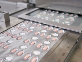 COVID-19 antiviral pills inside a Pfizer laboratory in Freiburg, Germany.