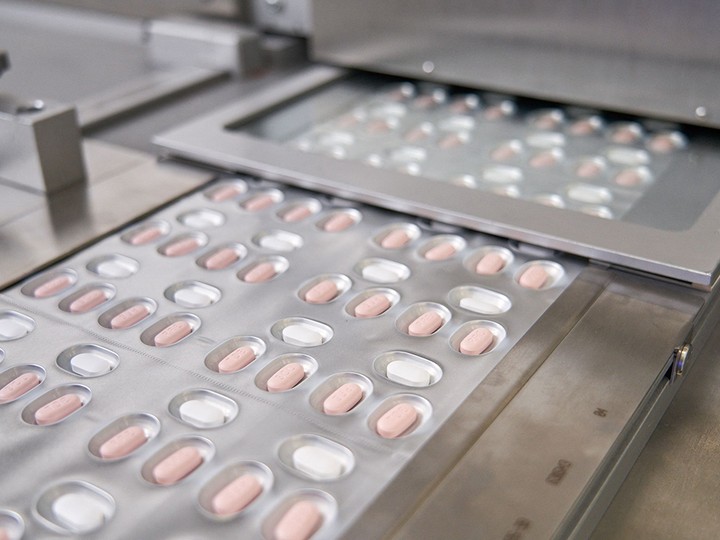  COVID-19 antiviral pills inside a Pfizer laboratory in Freiburg, Germany.