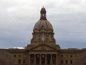The Alberta legislature is seen on a fall day in Edmonton on Nov. 5, 2020.