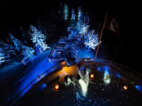 Nightrise at the top of the Banff Gondola. Courtesy, Moment Factory