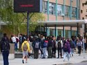 FILE PHOTO: William Aberhart High School students head back to school on Tuesday, May 25, 2021.