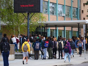 FILE PHOTO: William Aberhart High School students head back to school on Tuesday, May 25, 2021.