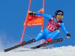 Sofia Goggia of Italy skis to victory in the women’s downhill race during the Lake Louise Audi FIS Ski World Cup on Friday, Dec. 3, 2021.